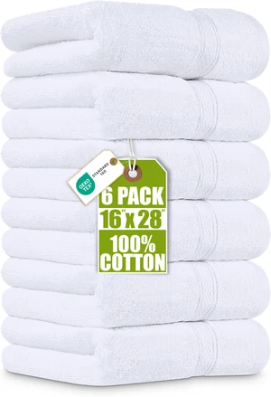 6 Pack Premium Hand Towels, 16x28 in, 600 GSM Cotton, White | Premium Ultra-Soft Lightweight Ring Spun Cotton Hand Towels - Highly Absorbent, Ideal for Bathroom, Gym, Spa & Hotel 6 Pack Premium Hand Towels, 16x28 in, 600 GSM Cotton, White | Premium Ultra-Soft Lightweight Ring Spun Cotton Hand Towels - Highly Absorbent, Ideal for Bathroom, Gym, Spa & Hotel