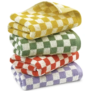 Hand Towels for Bathroom 4 Pack, Checkered Hand Towel Set | Cotton Soft Absorbent for Face Spa Bath Gym, Kitchen Towels Decorative, 13 x 29 Inches, 4 Colors Hand Towels for Bathroom 4 Pack, Checkered Hand Towel Set | Cotton Soft Absorbent for Face Spa Bath Gym, Kitchen Towels Decorative, 13 x 29 Inches, 4 Colors