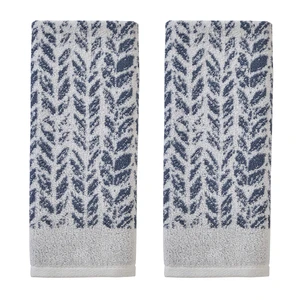 Distressed Leaves Hand Towel Set-2pc, Turkish Cotton, Denim Blue | 600 GSM weight. Spa-level quality. Soft & absorbent, reversible jacquard. For the bathroom, kitchen, bar or any sink space. Distressed Leaves Hand Towel Set-2pc, Turkish Cotton, Denim Blue | 600 GSM weight. Spa-level quality. Soft & absorbent, reversible jacquard. For the bathroom, kitchen, bar or any sink space.