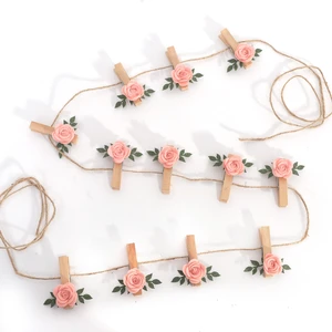 Pink Rose Floral Wooden Clothespins Decoration - Baby Shower Photo Clips | 12 Milestone Photo Pins, Baby in Bloom Baby Shower Pink Rose Floral Wooden Clothespins Decoration - Baby Shower Photo Clips | 12 Milestone Photo Pins, Baby in Bloom Baby Shower