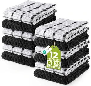 Kitchen 12 Pack 15x25 Inch 100% Cotton Popcorn Terry | Super Soft, Absorbent, Tea and Bar Towel Set, Linen Dish Towels, Multipurpose Kitchen Use Kitchen 12 Pack 15x25 Inch 100% Cotton Popcorn Terry | Super Soft, Absorbent, Tea and Bar Towel Set, Linen Dish Towels, Multipurpose Kitchen Use