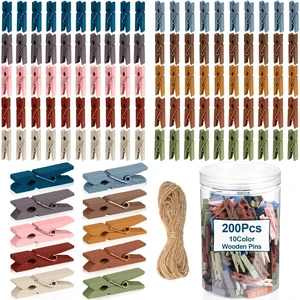 200Pcs Mini Clothes Pins Wooden Colored Small Clothespins Photo Pegs Craft Pictures Clips with Jute Twine Tiny Wood Decorative Clips for Photo Wall Home School Party Arts Projects DIY Decor (Boho) 200Pcs Mini Clothes Pins Wooden Colored Small Clothespins Photo Pegs Craft Pictures Clips with Jute Twine Tiny Wood Decorative Clips for Photo Wall Home School Party Arts Projects DIY Decor (Boho)