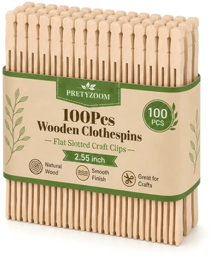 100-Pack Wooden Clothespins, 2.55-Inch Flat Slotted Clothespins | Old-Fashioned Springless Wood Craft Clips with Smooth Finish for Photo Display, Classroom Projects, Decorations and Laundry 100-Pack Wooden Clothespins, 2.55-Inch Flat Slotted Clothespins | Old-Fashioned Springless Wood Craft Clips with Smooth Finish for Photo Display, Classroom Projects, Decorations and Laundry