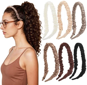 6Pcs Satin Headbands for Women Curly, Textured Hair | Ruched Satin Non Slip Hair Bands, Glasses Friendly Headband, No Headache Comfort Girl Fashion Head Bands 6Pcs Satin Headbands for Women Curly, Textured Hair | Ruched Satin Non Slip Hair Bands, Glasses Friendly Headband, No Headache Comfort Girl Fashion Head Bands