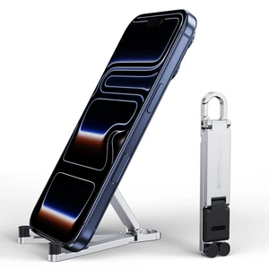 Portable Foldable Pocket Phone Stand with Keychain for Desk Travel(Silver) | Mini aluminum, adjustable kickstand, lightweight metal, slim compact for office, plane Portable Foldable Pocket Phone Stand with Keychain for Desk Travel(Silver) | Mini aluminum, adjustable kickstand, lightweight metal, slim compact for office, plane
