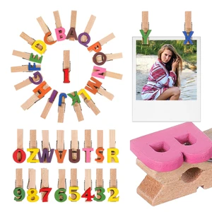 Mini Wooden Letter and Number Clothespins for Photos and Notes | Photos, place cards, labels, classroom notes, and craft displays gain letter-and-number clips for flexible visual marking Mini Wooden Letter and Number Clothespins for Photos and Notes | Photos, place cards, labels, classroom notes, and craft displays gain letter-and-number clips for flexible visual marking