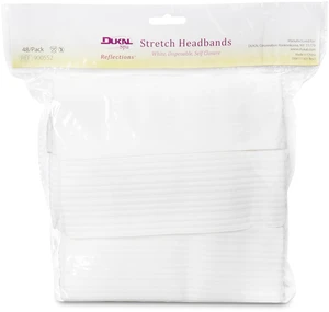 Disposable Stretchable Headband with Closure, 48 Ct. | Elastic Fabric, 9.5 cm Wide, White Solid, Adult Use, Spa Treatments, Semi-Reusable, Machine Washable When Closed Disposable Stretchable Headband with Closure, 48 Ct. | Elastic Fabric, 9.5 cm Wide, White Solid, Adult Use, Spa Treatments, Semi-Reusable, Machine Washable When Closed
