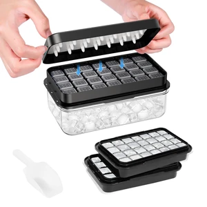 Ice Cube Tray with Lid and Bin, Easy Release 56 Cubes for Freezer | Food-grade BPA-free PP and ABS. Ice cubes for fruit, cocktails, iced coffee. Space-saving stackable with scoop Ice Cube Tray with Lid and Bin, Easy Release 56 Cubes for Freezer | Food-grade BPA-free PP and ABS. Ice cubes for fruit, cocktails, iced coffee. Space-saving stackable with scoop