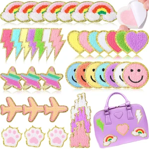40 Pcs Preppy Self Adhesive Chenille Patches for Clothes Bags, Cute | Embroidered Sticker Applique, Rainbow Star Smile Face Heart Designs, DIY Iron-free for Girls Clothing Backpack Bag Hat Decor 40 Pcs Preppy Self Adhesive Chenille Patches for Clothes Bags, Cute | Embroidered Sticker Applique, Rainbow Star Smile Face Heart Designs, DIY Iron-free for Girls Clothing Backpack Bag Hat Decor