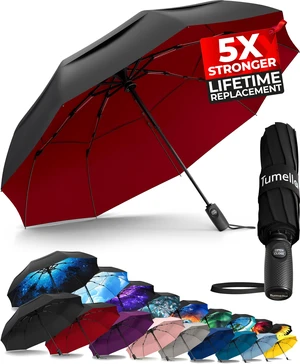 Strongest Windproof Travel Umbrella (Compact, 100MPH Wind-Tested) | Light, Portable, One-Handed Use, Automatic Folding Rain Umbrella, Durable, Premium Grip, Fits Car & Backpack Strongest Windproof Travel Umbrella (Compact, 100MPH Wind-Tested) | Light, Portable, One-Handed Use, Automatic Folding Rain Umbrella, Durable, Premium Grip, Fits Car & Backpack