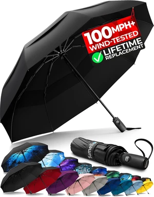 Strongest Windproof Travel Umbrella (Compact, 100MPH Wind-Tested) | Light, Portable, One-Handed Use, Automatic Folding Rain Umbrella, Durable, Premium Grip, Fits Car & Backpack Strongest Windproof Travel Umbrella (Compact, 100MPH Wind-Tested) | Light, Portable, One-Handed Use, Automatic Folding Rain Umbrella, Durable, Premium Grip, Fits Car & Backpack
