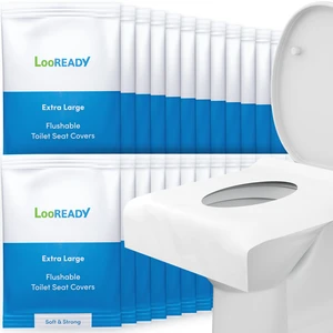 Toilet Seat Covers Disposable Flushable - Extra Large (18 x 22) - Super Thick, Individually Wrapped Toilet Seat Cover for Travel & Public Bathroom - Premium Quality, Convenient and Hygienic (30 Pack) Toilet Seat Covers Disposable Flushable - Extra Large (18 x 22) - Super Thick, Individually Wrapped Toilet Seat Cover for Travel & Public Bathroom - Premium Quality, Convenient and Hygienic (30 Pack)