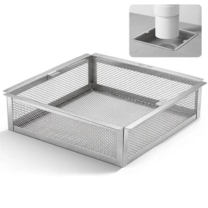 304 Stainless Steel Floor Sink Drain Cover 8.5 Inch Heavy Duty Commercial Floor Drain Strainer with Reinforced Bottom Frame, Square Drop-in Basket for Restaurant Kitchen Drain, Debris Trap 304 Stainless Steel Floor Sink Drain Cover 8.5 Inch Heavy Duty Commercial Floor Drain Strainer with Reinforced Bottom Frame, Square Drop-in Basket for Restaurant Kitchen Drain, Debris Trap