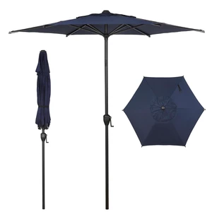 7.5FT Lyon Outdoor Patio Umbrella Outdoor Table Umbrella with Push Button Tilt and Crank Market Umbrella 6 Sturdy Ribs UV Protection Waterproof for Garden Deck Backyard Pool, Navy Blue 7.5FT Lyon Outdoor Patio Umbrella Outdoor Table Umbrella with Push Button Tilt and Crank Market Umbrella 6 Sturdy Ribs UV Protection Waterproof for Garden Deck Backyard Pool, Navy Blue