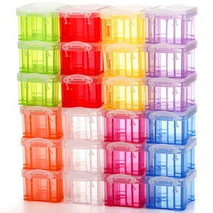 24 Pack Mini Plastic Storage Bins with Lid, 3.3"×2.6"×2" Clear Latch Small Storage Box, Stackable Organizer Container for Crafts, Jewelry Beads, Office Supplies, 8 Colors 24 Pack Mini Plastic Storage Bins with Lid, 3.3"×2.6"×2" Clear Latch Small Storage Box, Stackable Organizer Container for Crafts, Jewelry Beads, Office Supplies, 8 Colors