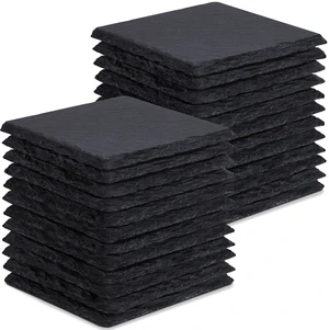 24 PCS Slate Coasters for Laser Engraving, Natural Stone Drink Coaster Bulk | 4 Inch Rock Blanks Coaster Set Home Decor with Anti-Scratch Pads for DIY Crafts, Painting, Kitchen, Bar, Party, Black 24 PCS Slate Coasters for Laser Engraving, Natural Stone Drink Coaster Bulk | 4 Inch Rock Blanks Coaster Set Home Decor with Anti-Scratch Pads for DIY Crafts, Painting, Kitchen, Bar, Party, Black