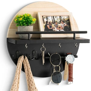 Key Holder Wall Mount with Shelf and Hooks, Mail Organizer for Wall | Decorative Cute Circular Design Key Hanger, Wood Entryway Key Rack with Sunglasses Holder, Rustic Home Decor Boho Wall Decor Key Holder Wall Mount with Shelf and Hooks, Mail Organizer for Wall | Decorative Cute Circular Design Key Hanger, Wood Entryway Key Rack with Sunglasses Holder, Rustic Home Decor Boho Wall Decor