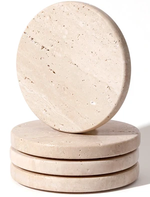 Beige Travertine Coasters Set of 4,Marble Absorbent Coasters 4 '',Ideal for Housewarming Gifts, Anniversaries, Office Decorations - Protects countertops - Sturdy and Durable, Beautiful and Generous Beige Travertine Coasters Set of 4,Marble Absorbent Coasters 4 '',Ideal for Housewarming Gifts, Anniversaries, Office Decorations - Protects countertops - Sturdy and Durable, Beautiful and Generous