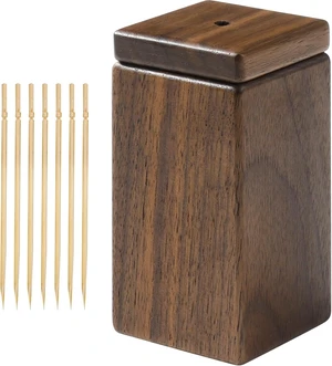 Walnut Wood Toothpick Dispenser with Magnetic Lid, Toothpick Holder | Shake-to-Dispense, Holds 200+ Picks, Toothpicks Included, Fits Standard Round Picks, Top Refill, 1.77 x 1.77 x 3.54 Inches Walnut Wood Toothpick Dispenser with Magnetic Lid, Toothpick Holder | Shake-to-Dispense, Holds 200+ Picks, Toothpicks Included, Fits Standard Round Picks, Top Refill, 1.77 x 1.77 x 3.54 Inches