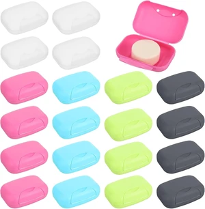 20 Pcs Portable Travel Soap Dish with Lid, Plastic, Rectangular, Colorful, Soap Bar Holders 20 Pcs Portable Travel Soap Dish with Lid, Plastic, Rectangular, Colorful, Soap Bar Holders