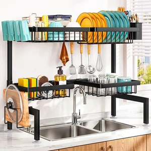 Over The Sink Dish Drying Rack, Dish Drying Rack for Kitchen | 4 Baskets Extendable Large Capacity Sink Rack, Metal Drying Rack Saving Space,for Most Sinks (26.57"-35") Over The Sink Dish Drying Rack, Dish Drying Rack for Kitchen | 4 Baskets Extendable Large Capacity Sink Rack, Metal Drying Rack Saving Space,for Most Sinks (26.57"-35")