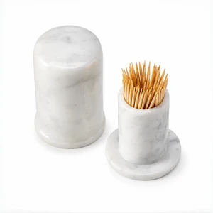 Marble Toothpick Holder with Lid, Countertop Organizer | Natural marble stone, small countertop size, with lid to keep clean, kitchen table dining room decor, gift for housewarming Marble Toothpick Holder with Lid, Countertop Organizer | Natural marble stone, small countertop size, with lid to keep clean, kitchen table dining room decor, gift for housewarming