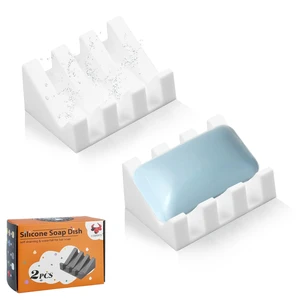Self Draining Soap Dish Holder,Silicone Soap Dish,for Bathroom,Kitchen, SpongesCan Extend Soap LifeKeep Soap Bars Dry and Easy Cleaning (White,2-Pack) Self Draining Soap Dish Holder,Silicone Soap Dish,for Bathroom,Kitchen, SpongesCan Extend Soap LifeKeep Soap Bars Dry and Easy Cleaning (White,2-Pack)