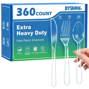 360 Count Extra Heavy Duty Plastic Silverware Disposable Plasticware | BPA-Free, Heat Resistant, Disposable Clear Utensils Set, Plastic Cutlery Set Bulk for Parties, Events and Everyday Use 360 Count Extra Heavy Duty Plastic Silverware Disposable Plasticware | BPA-Free, Heat Resistant, Disposable Clear Utensils Set, Plastic Cutlery Set Bulk for Parties, Events and Everyday Use
