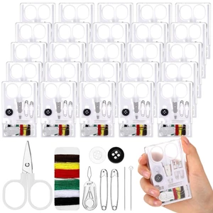 25 Boxes Mini Sewing Kit, Small Travel Kit with Scissor, White | Portable Quick-fix Kits with Needles, Thread, Buttons, Pins and Threader for Beginners, Home, Hotels, Weddings and Travel. 25 Boxes Mini Sewing Kit, Small Travel Kit with Scissor, White | Portable Quick-fix Kits with Needles, Thread, Buttons, Pins and Threader for Beginners, Home, Hotels, Weddings and Travel.