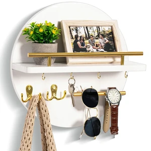 Key Holder Wall Mount with Shelf and Hooks, Mail Organizer for Wall, White | Decorative Cute Circular Design Key Hanger, Wood Entryway Key Rack with Sunglasses Holder, Home Decor Boho Wall Decor Key Holder Wall Mount with Shelf and Hooks, Mail Organizer for Wall, White | Decorative Cute Circular Design Key Hanger, Wood Entryway Key Rack with Sunglasses Holder, Home Decor Boho Wall Decor
