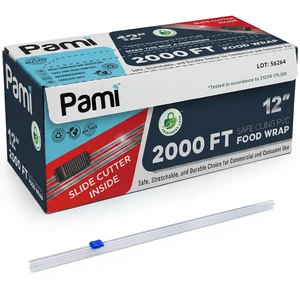 12 in x 2000 ft PVC Cling Wrap,Heavy Duty,Slide Cutter,Clear,Food Safe 12 in x 2000 ft PVC Cling Wrap,Heavy Duty,Slide Cutter,Clear,Food Safe