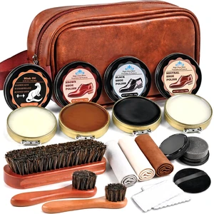 Shoe Polish Kit 15 Pcs, Shoe Shine Kit with 3 Horsehair Brushes Shoe Polish | Leather Boot Care Kit with Mink Oil, Brown Neutral Black Polish, Storage Bag, Boot Polish Kit for Shoes, Gifts for Men Shoe Polish Kit 15 Pcs, Shoe Shine Kit with 3 Horsehair Brushes Shoe Polish | Leather Boot Care Kit with Mink Oil, Brown Neutral Black Polish, Storage Bag, Boot Polish Kit for Shoes, Gifts for Men