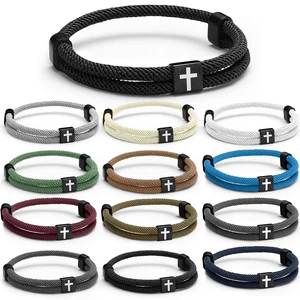 12 Pcs Christian Braided Cross Bracelet, Adjustable Novelty Color 12 Pcs Christian Braided Cross Bracelet, Adjustable Novelty Color