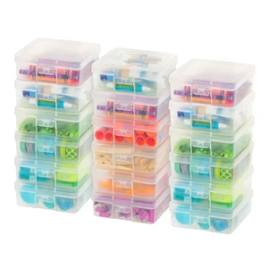 Clear Cases |Made in USA| Plastic Box Organizers (18-Pack)- Small | Bead Storage Organizing Containers with Snap Lid for Arts, Crafts, Ephemera, Stickers, & Dance Cheer Clear Cases |Made in USA| Plastic Box Organizers (18-Pack)- Small | Bead Storage Organizing Containers with Snap Lid for Arts, Crafts, Ephemera, Stickers, & Dance Cheer