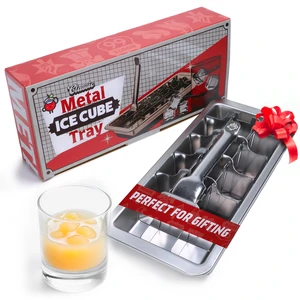Metal Stainless Steel Ice Cube Trays with Lever, 18 cubes | Vintage Retro Design, 11 Inch, Non Toxic, BPA Free, Plastic Free, No Aluminum, Dishwasher Safe, Cocktails and Whiskey Metal Stainless Steel Ice Cube Trays with Lever, 18 cubes | Vintage Retro Design, 11 Inch, Non Toxic, BPA Free, Plastic Free, No Aluminum, Dishwasher Safe, Cocktails and Whiskey