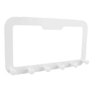 Over Door Hook Rack, 6 Hooks Slim White | 15.7 x 8.7 in Size, PS Carbon Steel Build, Traceless Adhesive Mount, Bedroom Bathroom Use Over Door Hook Rack, 6 Hooks Slim White | 15.7 x 8.7 in Size, PS Carbon Steel Build, Traceless Adhesive Mount, Bedroom Bathroom Use