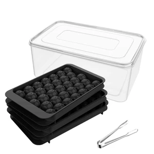 Ice Cube Tray with Lid and Bin, 1" Round Ice Trays for Freezer | 3 Black Ice Cube Trays with Ice Box & Tong, 1" Round Ice Balls for Iced Coffee & Juice, Easy Twist Release, For Gatherings Ice Cube Tray with Lid and Bin, 1" Round Ice Trays for Freezer | 3 Black Ice Cube Trays with Ice Box & Tong, 1" Round Ice Balls for Iced Coffee & Juice, Easy Twist Release, For Gatherings