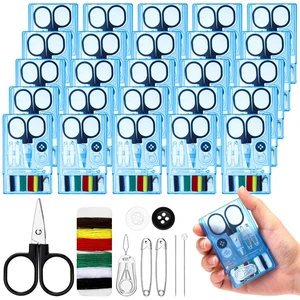 25 Boxes Mini Sewing Kit, Small Travel Kit with Scissor, Blue | Portable Quick-fix Kits with Needles, Thread, Buttons, Pins and Threader for Beginners, Home, Hotels, Weddings and Travel. 25 Boxes Mini Sewing Kit, Small Travel Kit with Scissor, Blue | Portable Quick-fix Kits with Needles, Thread, Buttons, Pins and Threader for Beginners, Home, Hotels, Weddings and Travel.