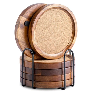 Wood Cork Coasters for Drinks Absorbent with Holder, WLWNWFT Acacia Wood Coaster Sets Rustic Farmhouse for Coffee Table Dining Table Wooden Table Coasters for Desk, Set of 6 4.33in Wood Cork Coasters for Drinks Absorbent with Holder, WLWNWFT Acacia Wood Coaster Sets Rustic Farmhouse for Coffee Table Dining Table Wooden Table Coasters for Desk, Set of 6 4.33in