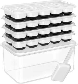 Ice Cube Tray with Lid and Bin,4 Pack Ice Cube Trays for Freezer | Silicone, Stackable. Easy Release Trays with Storage Bin & Scoop. Ideal for Freezer, Kitchen, RV, Cocktail, Coffee. Ice Cube Tray with Lid and Bin,4 Pack Ice Cube Trays for Freezer | Silicone, Stackable. Easy Release Trays with Storage Bin & Scoop. Ideal for Freezer, Kitchen, RV, Cocktail, Coffee.