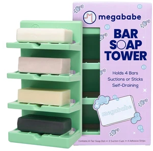 4-Tier Bar Soap Tower | Holds 4 Bars | Suctions or Sticks | Self-Draining 4-Tier Bar Soap Tower | Holds 4 Bars | Suctions or Sticks | Self-Draining