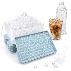 Mini Ice Cube Trays with Lid & Bin, Tiny Pebble Ice Balls for Coffee | Make 416 Mini Ice Balls with 4 Trays, Easy Release, Stackable, Scoop Included, for Iced Coffee, Drinks and Daily Use Mini Ice Cube Trays with Lid & Bin, Tiny Pebble Ice Balls for Coffee | Make 416 Mini Ice Balls with 4 Trays, Easy Release, Stackable, Scoop Included, for Iced Coffee, Drinks and Daily Use