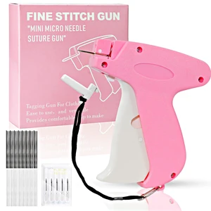 Stitch Gun for Clothes, Bright Pink Handheld Quick Clothing Fixer, Sewing Kit with 1000 Black & 1000 White Fasteners, 6 Needles, Tagging Gun for Clothing Repair & DIY Stitch Gun for Clothes, Bright Pink Handheld Quick Clothing Fixer, Sewing Kit with 1000 Black & 1000 White Fasteners, 6 Needles, Tagging Gun for Clothing Repair & DIY