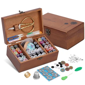 Sewing Kit, Wooden Sewing Kit Box for Adults Beginner Traveler | Sewing Supplies for Emergency Clothing Fixes, Diy Crafts with Thread, Scissors, Needles, Tape Measure, Other Accessories Sewing Kit, Wooden Sewing Kit Box for Adults Beginner Traveler | Sewing Supplies for Emergency Clothing Fixes, Diy Crafts with Thread, Scissors, Needles, Tape Measure, Other Accessories