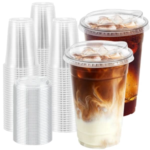 20 oz 100 Pack Plastic Cups with Lids Disposable Iced Coffee Cups | Leak-Proof & Sturdy, Heavy Duty, Sip Lids, Clear Cups, for Cold Drinks, Juice, Milkshake, Smoothie, Cold Beverage, Food Safe 20 oz 100 Pack Plastic Cups with Lids Disposable Iced Coffee Cups | Leak-Proof & Sturdy, Heavy Duty, Sip Lids, Clear Cups, for Cold Drinks, Juice, Milkshake, Smoothie, Cold Beverage, Food Safe