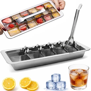 Stainless Steel Ice Cube Trays, Metal Ice Cube Trays for Freezer Vintage Inspired Design with Release Lever Remove Handle for Making Large Cubes Kitchen & Bar (1pcs) Stainless Steel Ice Cube Trays, Metal Ice Cube Trays for Freezer Vintage Inspired Design with Release Lever Remove Handle for Making Large Cubes Kitchen & Bar (1pcs)