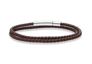 Genuine Italian Double Wrap Braided Leather Bracelet for Men Women, Stainless Steel Clasp, Made in Italy (Brown, Medium - 8" Length) Genuine Italian Double Wrap Braided Leather Bracelet for Men Women, Stainless Steel Clasp, Made in Italy (Brown, Medium - 8" Length)