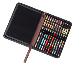 48 Fountain Pen Case, Rollerball Pen Holder PU Leather Bag Pouch Large Capacity for Your Collection - Brown 48 Fountain Pen Case, Rollerball Pen Holder PU Leather Bag Pouch Large Capacity for Your Collection - Brown