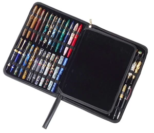 48 Fountain Pen Case PU Leather, Rollerball Pen Display Holder Bag, Pouch Large Capacity for your Collection - Black 48 Fountain Pen Case PU Leather, Rollerball Pen Display Holder Bag, Pouch Large Capacity for your Collection - Black