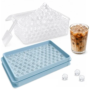 Mini Ice Cube Trays for Freezer with Lid, Tiny Pebble Ice Tray | 0.55" Small Ice Ball Mold, Easy Release, for Water Bottle & Iced Coffee, BPA Free, 2 Pack with Ice Box & Scoop (208 Ice Ball) Mini Ice Cube Trays for Freezer with Lid, Tiny Pebble Ice Tray | 0.55" Small Ice Ball Mold, Easy Release, for Water Bottle & Iced Coffee, BPA Free, 2 Pack with Ice Box & Scoop (208 Ice Ball)